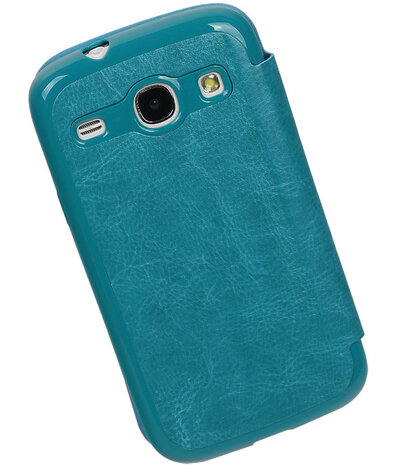 Polar Map Case Turquoise Samsung Galaxy Core i8260 TPU Bookcover Hoesje