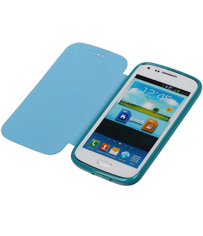 Polar Map Case Turquoise Samsung Galaxy Core i8260 TPU Bookcover Hoesje