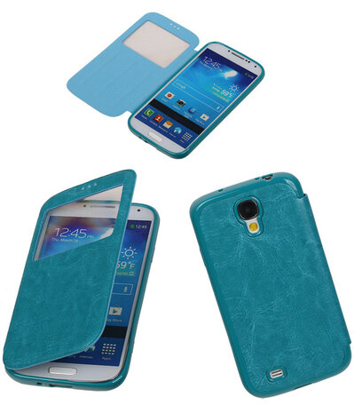Polar View Map Case Turquoise Samsung Galaxy S4 I9500 TPU Bookcover Hoesje