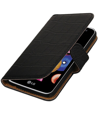 Zwart Krokodil booktype cover hoesje voor LG K4