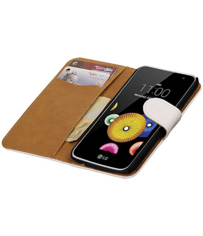 Wit Krokodil booktype cover hoesje voor LG K4