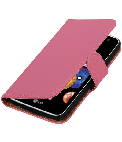 Roze Effen booktype cover hoesje voor LG K4