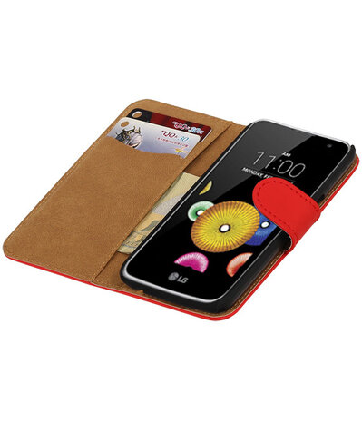 Rood Effen booktype cover hoesje voor LG K4