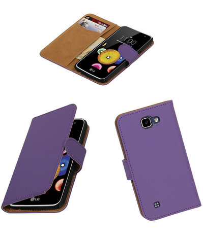 Paars Effen booktype cover hoesje voor LG K4