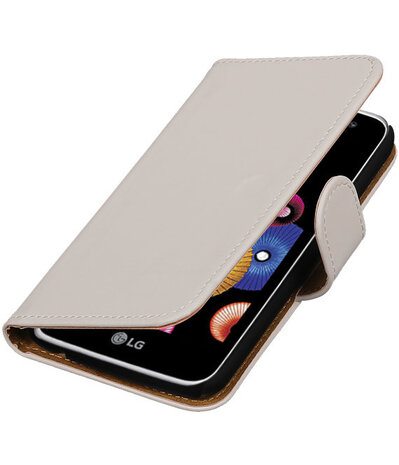 Wit Effen booktype cover hoesje voor LG K4