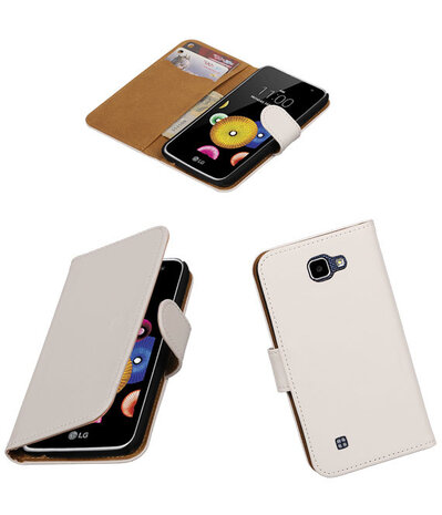 Wit Effen booktype cover hoesje voor LG K4