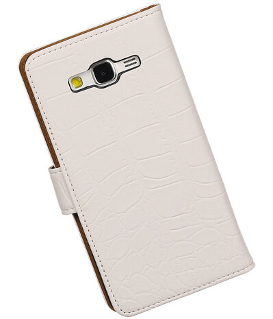 Wit Croco Samsung Galaxy Grand Prime Book/Wallet Case/Cover