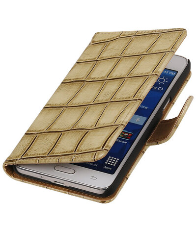 Beige Croco Samsung Galaxy Grand Prime Book/Wallet Case/Cover