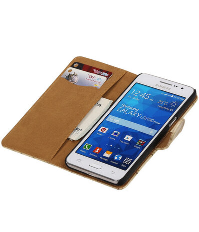 Beige Croco Samsung Galaxy Grand Prime Book/Wallet Case/Cover