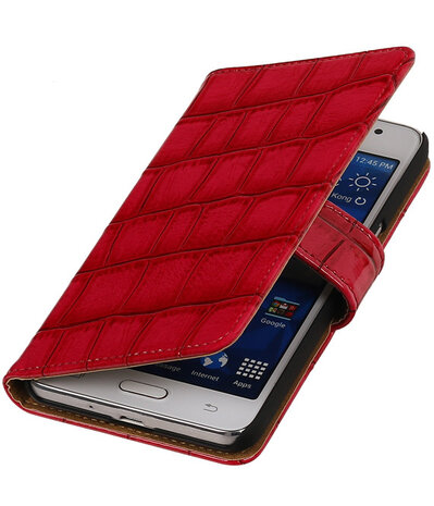 Roze Croco Samsung Galaxy Grand Prime Book/Wallet Case/Cover