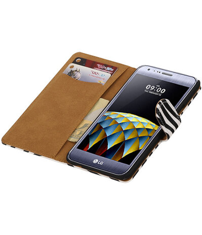 Zebra booktype wallet cover hoesje voor LG X Cam