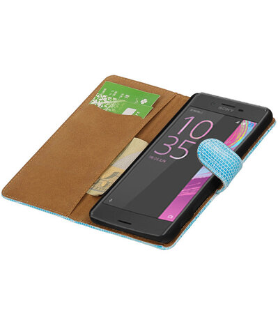 Turquoise Mini Slang booktype cover hoesje voor Sony Xperia X Performance