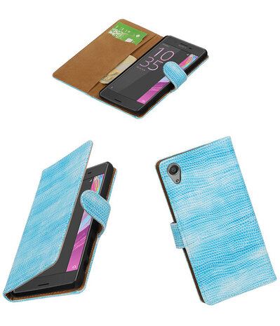 Turquoise Mini Slang booktype cover hoesje voor Sony Xperia X Performance