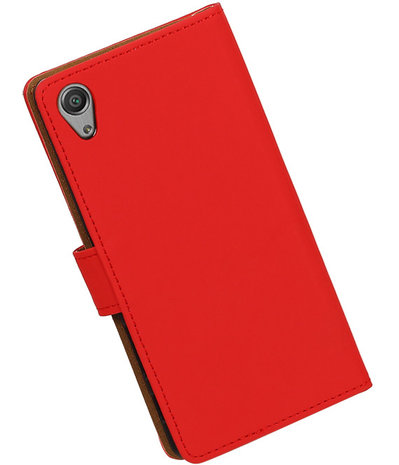 Rood Effen booktype cover hoesje voor Sony Xperia X Performance