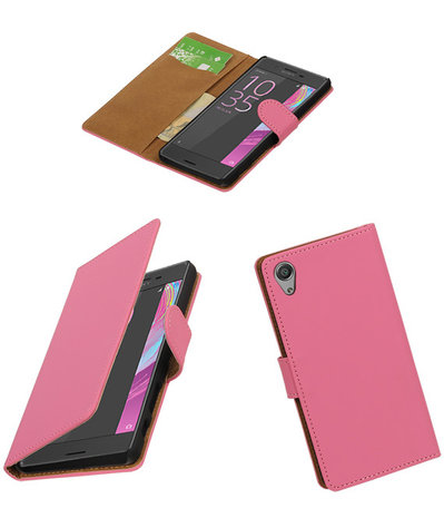 Roze Effen booktype cover hoesje voor Sony Xperia X Performance