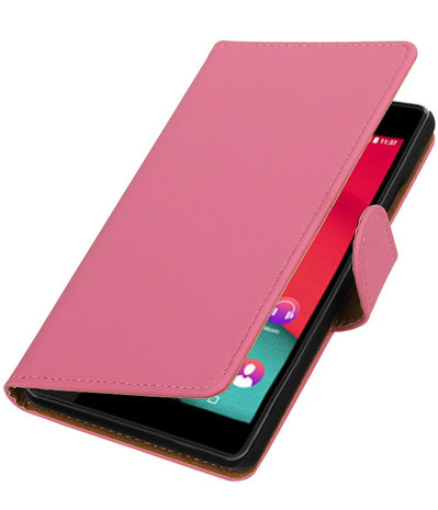 Roze Effen booktype wallet cover hoesje voor Wiko Pulp 4G