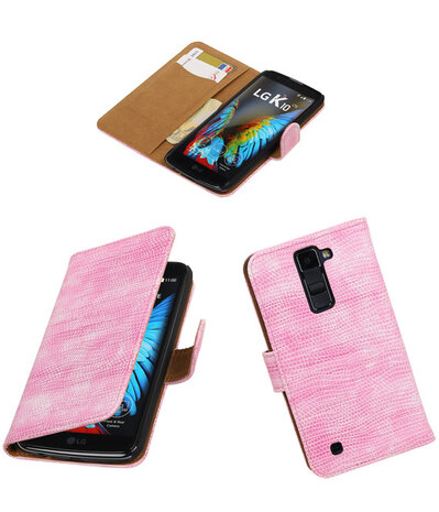 Roze Mini Slang booktype wallet cover hoesje voor LG K10