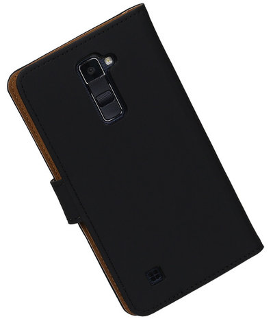 Zwart Effen booktype wallet cover hoesje voor LG K8