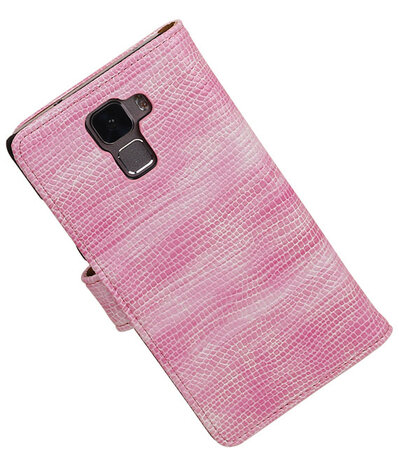 Huawei Honor 7 Booktype Wallet Hoesje Mini Slang Roze