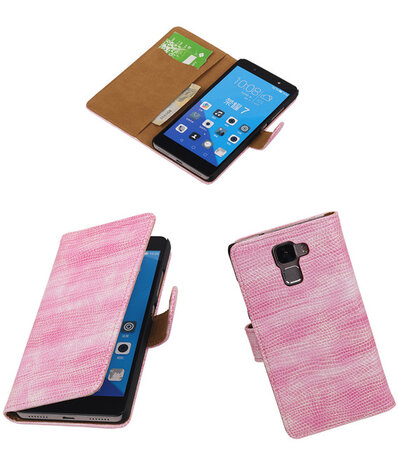 Huawei Honor 7 Booktype Wallet Hoesje Mini Slang Roze