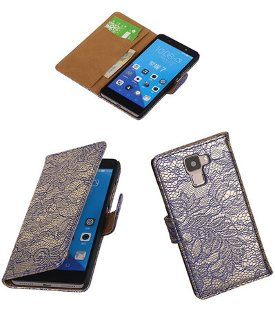 Huawei Honor 7 Lace Kant Bookstyle Wallet Hoesje Blauw