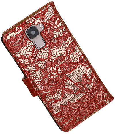 Huawei Honor 7 Lace Kant Bookstyle Wallet Hoesje Rood