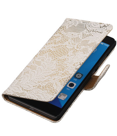 Huawei Honor 7 Lace Kant Bookstyle Wallet Hoesje Wit