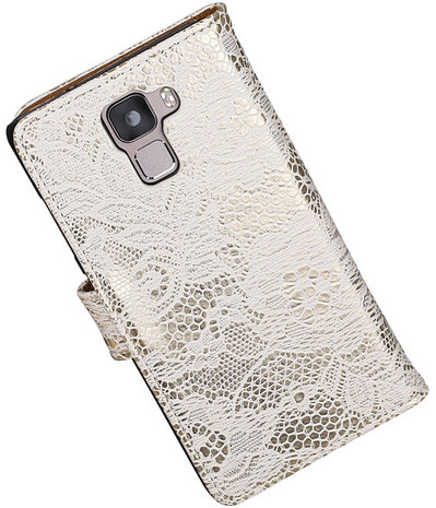 Huawei Honor 7 Lace Kant Bookstyle Wallet Hoesje Wit