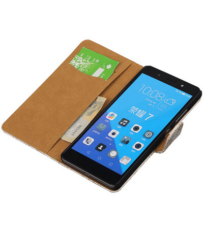 Huawei Honor 7 Lace Kant Bookstyle Wallet Hoesje Wit