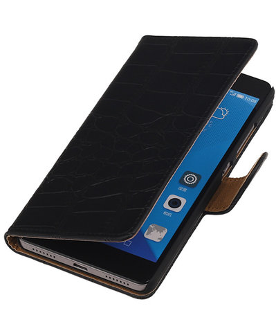 Huawei Honor 7 Croco Bookstyle Wallet Hoesje Zwart