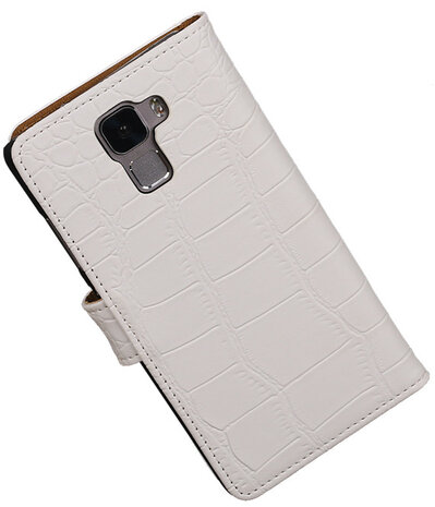 Huawei Honor 7 Croco Bookstyle Wallet Hoesje Wit