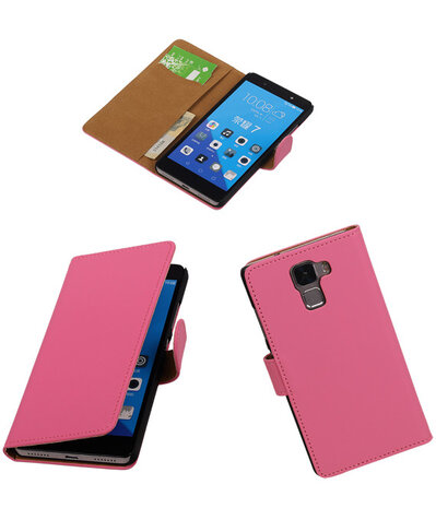 Huawei Honor 7 Effen Bookstyle Wallet Hoesje Roze