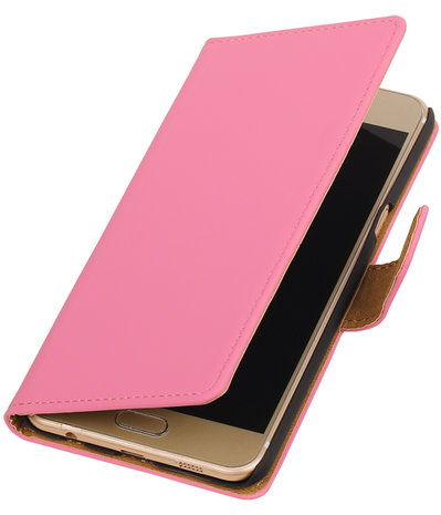 Roze Effen booktype wallet cover hoesje voor Samsung Galaxy C5