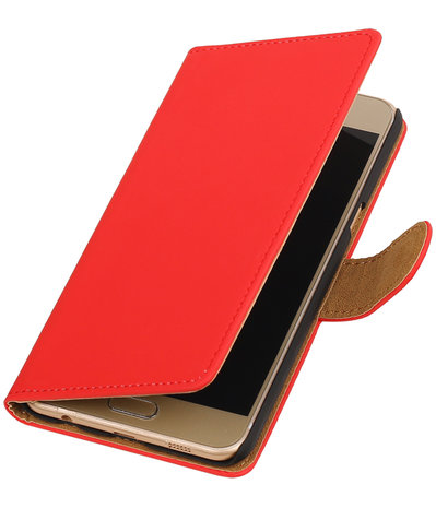 Rood Effen booktype wallet cover hoesje voor Samsung Galaxy C5