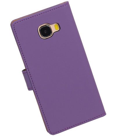 Paars Effen booktype wallet cover hoesje voor Samsung Galaxy C5
