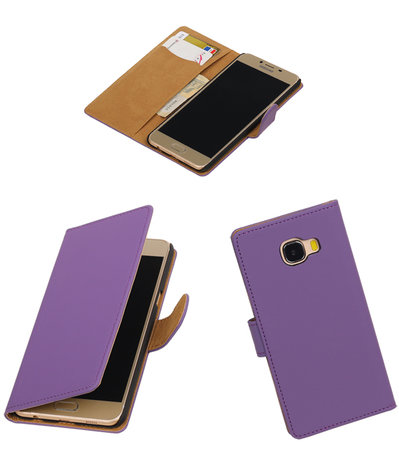 Paars Effen booktype wallet cover hoesje voor Samsung Galaxy C5