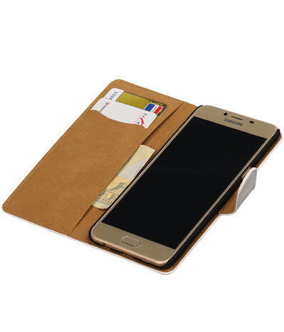 Wit Effen booktype wallet cover hoesje voor Samsung Galaxy C5