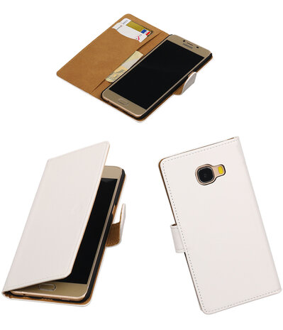 Wit Effen booktype wallet cover hoesje voor Samsung Galaxy C5