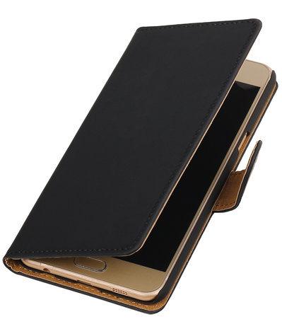 Zwart Effen booktype wallet cover hoesje voor Samsung Galaxy C5