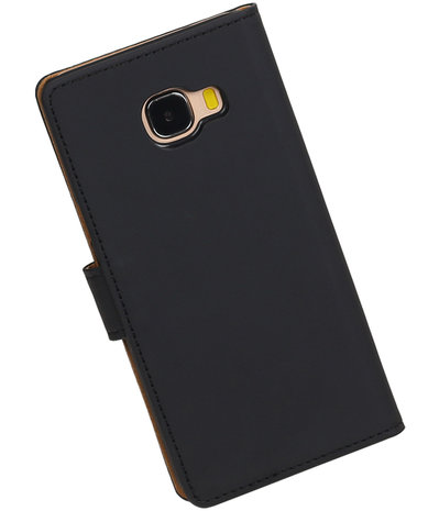 Zwart Effen booktype wallet cover hoesje voor Samsung Galaxy C5