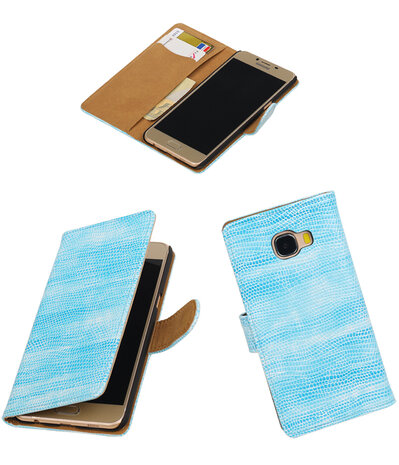 Turquoise Mini Slang booktype wallet cover hoesje voor Samsung Galaxy C5