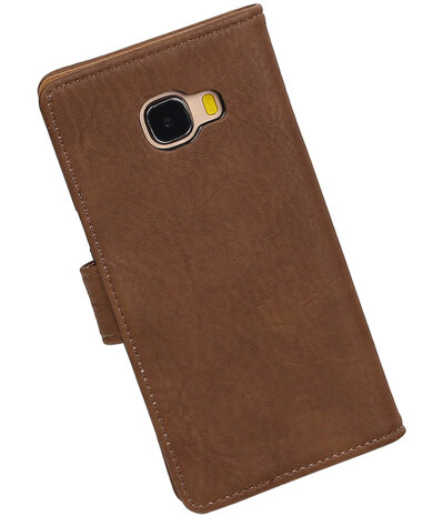 Bruin Hout booktype wallet cover hoesje voor Samsung Galaxy C5