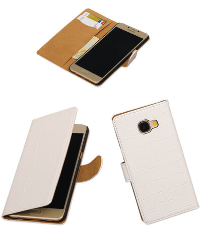 Wit krokodil booktype wallet cover hoesje voor Samsung Galaxy C5