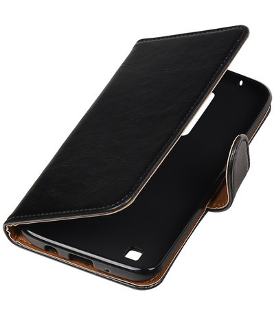 Zwart Pull-Up PU booktype wallet cover hoesje voor LG K7