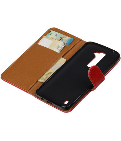 Rood Pull-Up PU booktype wallet cover hoesje voor LG K7