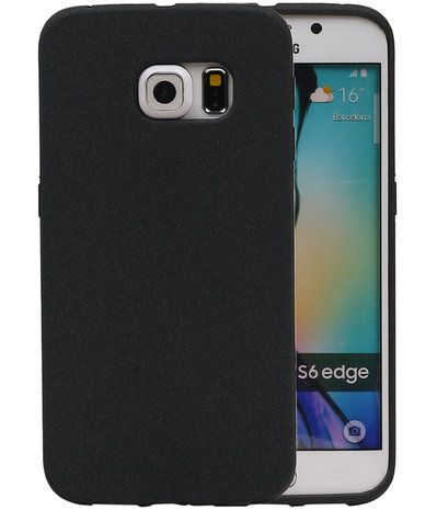 Zwart Zand TPU back case cover hoesje voor Samsung Galaxy S6 Edge