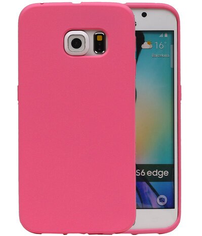 Roze Zand TPU back case cover hoesje voor Samsung Galaxy S6 Edge