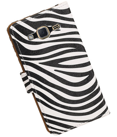 Zebra booktype wallet cover hoesje voor Samsung Galaxy J2 2016