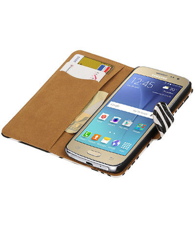 Zebra booktype wallet cover hoesje voor Samsung Galaxy J2 2016