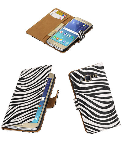 Zebra booktype wallet cover hoesje voor Samsung Galaxy J2 2016